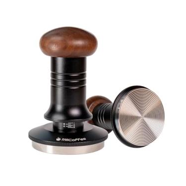 Imagem de MiiCoffee Tamper de café expresso 58,5 mm, calcadeira de café de nível para filtro portátil de 58 mm, base ondulada de aço inoxidável de profundidade ajustável