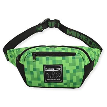Imagem de Boys Minecraft Fanny Pack Bag -Black and Green Minecraft Creeper Face Fanny Pack Bag, Adjustable - (Unisex, Black Green)
