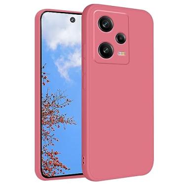 Imagem de Yarxiawin Compatível com Xiaomi Redmi Note 12 Pro capa de silicone roxo, Xiaomi Redmi Note 12 Pro capa de silicone macia fina anti-impressão digital à prova de choque (vermelho camélia)