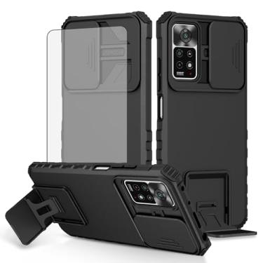 Imagem de Asuwish Capa de celular para Xiaomi Redmi Note 11 Pro 4G/5G com protetor de tela de vidro temperado e capa de câmera deslizante com suporte, suporte, acessórios para celular Redme Note11 11E 11Pro