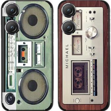 Imagem de 2 peças de capa traseira para celular retrô rádio TPU gel silicone para Asus Zenfone 8/9/10 (Asus Zenfone 10)