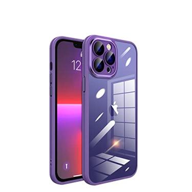 Imagem de Capa de silicone transparente para iPhone 14 Pro Max com lente de câmera de vidro integrada à prova de choque para iPhone 14 Pro Max 2022 6,7 polegadas Deep Purple
