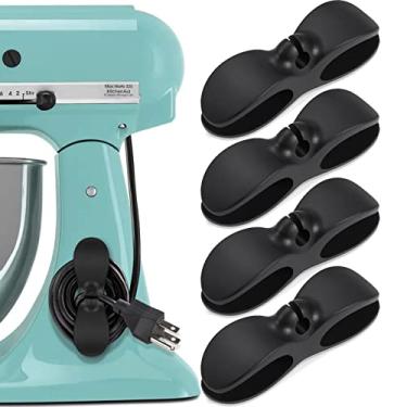 Imagem de SisBroo Organizador de cabos para eletrodomésticos, 4 peças de organizadores de cabo para enrolador de eletrodomésticos, suporte de cabo para eletrodomésticos, colar na panela de pressão, misturador, liquidificador, cafeteira, air fryer