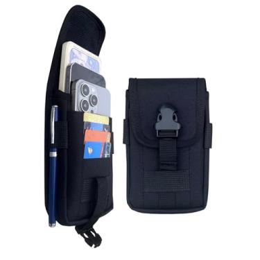 Imagem de Maezar Bolsa de cinto para homens, capa de celular tática multiuso, capa de telefone dupla para dois telefones, coldre para cinto, bolso de cintura masculino para trabalho, caminhada, acampamento,