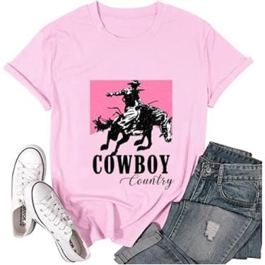 Imagem de Camiseta Howdy Cowboy Nashville Country Music Rodeo feminina Western Cowgirl, rosa, P
