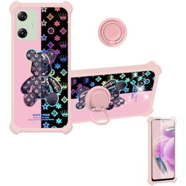 Imagem de jioeuinly Capa para celular Raz Memory 2024 2025/Pinwheel Slim 6 compatível com Motorola Moto G Play 4G 2024 [com protetor de tela de vidro temperado] [suporte de anel] IMDF-JXX