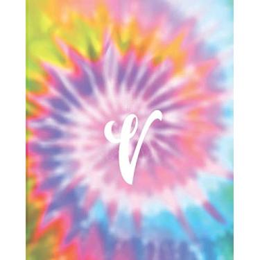 Imagem de V: Tie Dye Monogram Initial 'V' Notebook for Women & Girls ~ 8x10