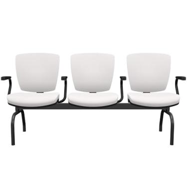 Imagem de Cadeira Longarina 3 Lugares Aeroporto Recepção Preto Baixa Flexi P03 Vinil Branco-Lyam