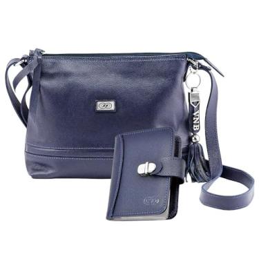 Imagem de Kit Bolsa com Carteira TREVISO em Couro (Azul)