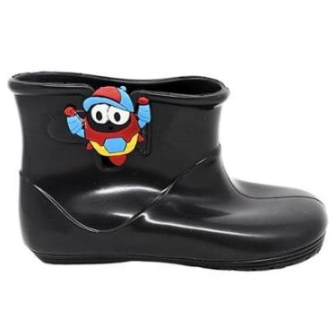 Imagem de Bota Galocha Infantil Menino Preto Robo Borracha Macia Leve Confortavel Antiderrapante Impermeavel-Masculino