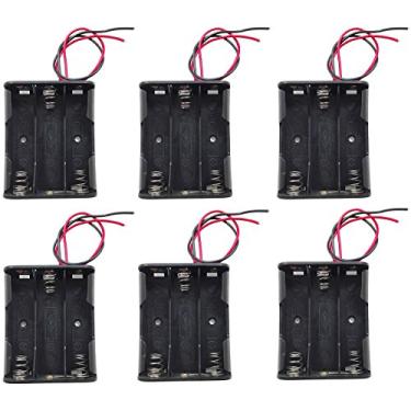 Imagem de WAYLLSHINE 6 peças 3 x 1,5 V AA clipe de mola de bateria preto plástico 3 x 1,5 V AA caixa suporte de bateria preto e vermelho