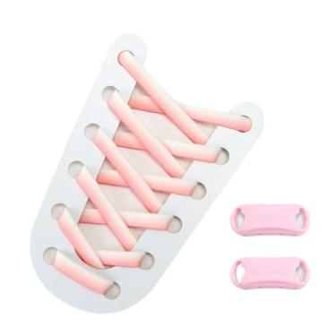 Imagem de Fashion white Matching colors Elastic shoelaces men and women 8MM wide flat Quick shoelaces sneakers No tie Shoe laces(White pink)