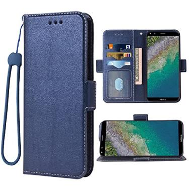 Imagem de WWAAYSSXA Compatível com Nokia C01 Plus Capa carteira alça de pulso cordão e suporte de cartão flip de couro acessórios de celular bolsa fólio celular capa de telefone de crédito para NokiaC01plus