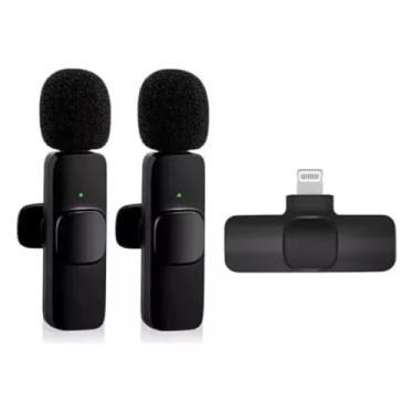 Imagem de Microfone Lapela Sem Fio 2 em 1 Tipo C Microfone Profissional Redução de Ruído Compatível com iPhone Cor:Preto - Nakombi