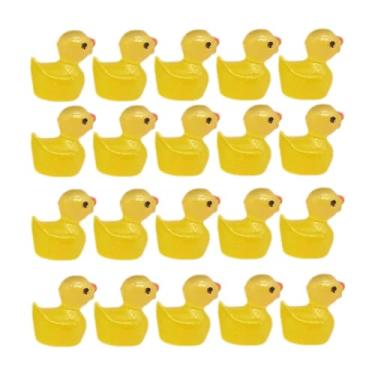 Imagem de Generic 20 pçs figuras de pato resina artesanato patos brilho à noite vaso planta decoração aquário pequeno pato ornamentos encantos ornamento, amarelo
