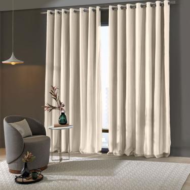 Imagem de Cortina Blackout Quarto Pratika Cromo 4,20 x 2,80 Voil Com Forro Corta Luz Pvc Bella Janela