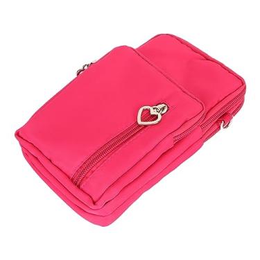 Imagem de Mochila de Ombro Lateral Pequena Com Vários Bolsos, Bolsa para Celular Com Alça Removível para Viagens Confortáveis ​​para Homens e Mulheres (Rosa Vermelha)
