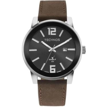 Imagem de Relógio Technos Couro Prateado Executivo Masculino Com Calendário Marr