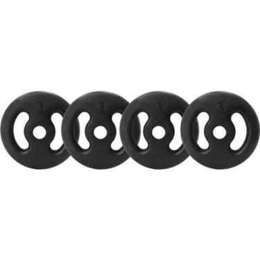 Imagem de Kit 4 Anilhas Peso Ferro 3kg Academia Musculação - Rei do Fitness