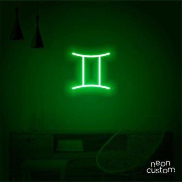 Imagem de luminaria letreiro Neon Led Signo Gêmeos 100x100 luminoso decoração p/
