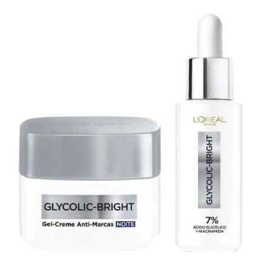 Imagem de L'Oréal Paris Glycolic Bright Kit  Gel Creme Facial Noite + Sérum, Kit