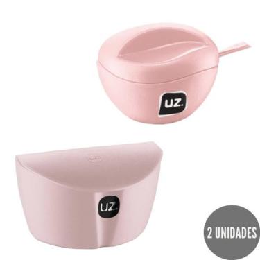 Imagem de Kit Saleiro + Açucareiro c/ Colher Gourmet Rosa Plastico - UZ