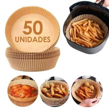 Imagem de Forma Descartável para AirFryer Papel Redonda Antiaderente Forro Protetor à Prova De Gordura Para Fritadeira Sem Óleo 20cm Tamanho Universal Compatível com Todas As Fritadeiras