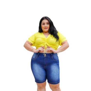 Imagem de Bermuda Jeans Plus Size Adulto Feminina - Wju Jeans, Feminino, Azul, 5