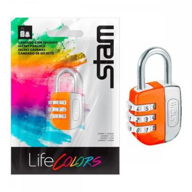 Imagem de Cadeado Para Mala Stam Life Colors Com Segredo 25Mm Laranja