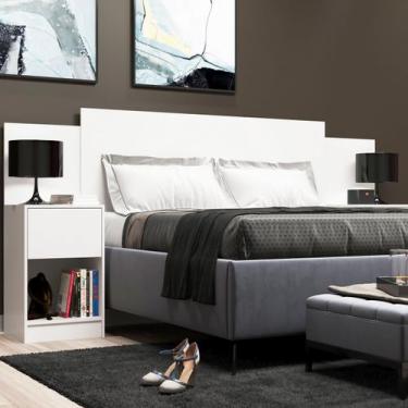 Imagem de Cabeceira de  Casal Sublime 2 Gavetas 2 Nichos Branca - Direto Sim, Br