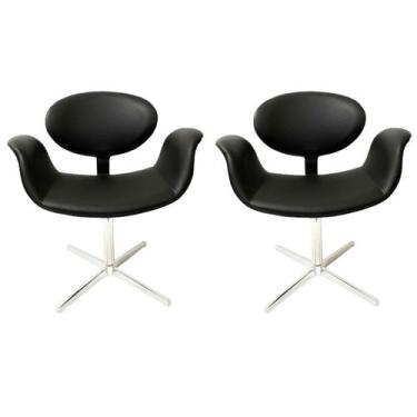Imagem de Conjunto 2 Cadeiras Tulipa Preta giratória - Poltronas do Sul