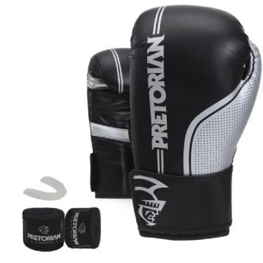 Imagem de Kit Luva De Boxe/Muay Thai Pretorian First FX1, 12oz, Preto, Prata