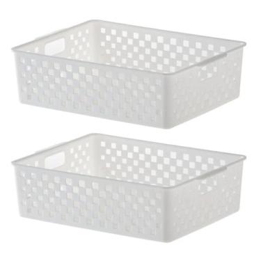 Imagem de Kit 02 Cestos Organizador Quadratta Gavetas Lavanderia 27x21 - Paramou