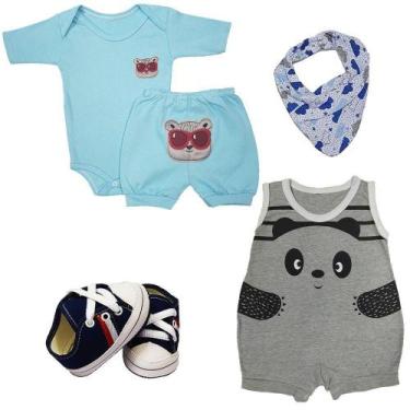 Imagem de Kit Maternidade Com 5 Pçs Roupa de Bebê Bandana E Sapatinhos - Koala B