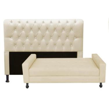 Imagem de Kit Félix com Cabeceira Lady com Strass 1,60 cm Queen Size Baú Quarto 