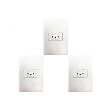 Imagem de Kit C/3 - Conjunto Steck Linha Stella Com Placa 1 Tomada ..., Branco