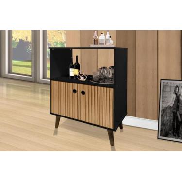 Imagem de Aparador / Balcão CAN Modelo Retrô Com Pés Palito 2 Portas Cor  Preto 