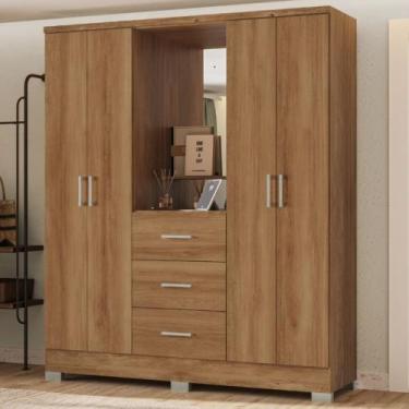 Imagem de Guarda Roupa Casal com Espelho 4 Portas Roma Carraro Freijó