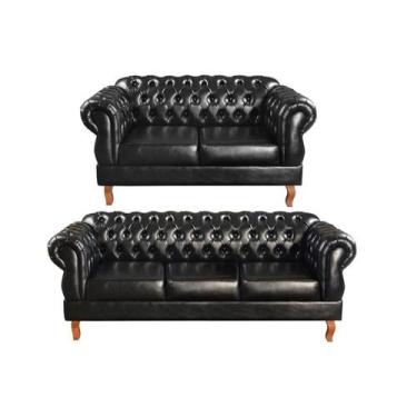 Imagem de Conjunto Chesterfield Sofá Duquesa 2 e 3 Lugares Decoração Retrô Vinta