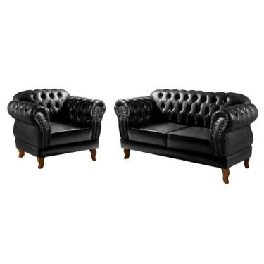 Imagem de Conjunto Namoradeira Chesterfield Dom Pedro + 1 Poltrona Imperial Vint