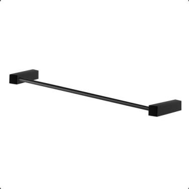 Imagem de Porta Toalha Lavabo Suporte Quadrado 40cm Modelo Troia Preto Fosco  - 
