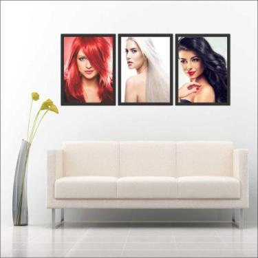 Imagem de 3 Quadros Decorativo Salão De Beleza Decorações Com Moldura - Vital Qu