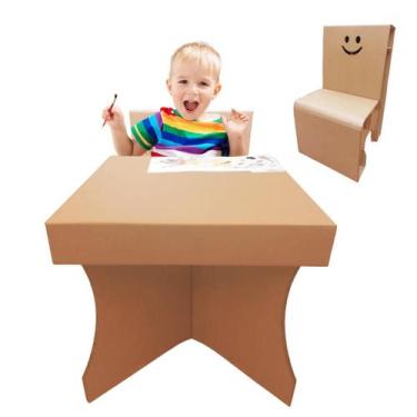 Imagem de Mesa Infantil de Atividades com 1 cadeira Papelão 3 a 6 anos - IAAI EC