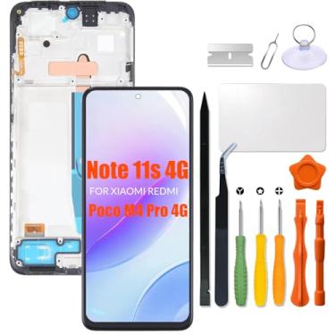 Imagem de Substituição para Xiaomi Redmi Note 11s 4G | Tela LCD Poco M4 Pro 4G com moldura para Redmi note11s 2201117SG 2201117SI 2201117PG LCD Touch Screen Display Panel Digitalizador Assembly com kit de