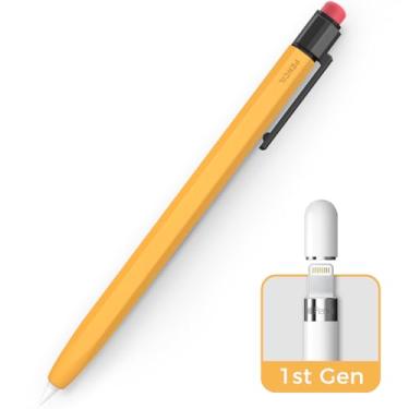Imagem de TRONWIN Capa de lápis clássica para Apple Pencil 1ª geração, capa protetora de silicone, aderência perfeita, compatível com Apple Pencil 1ª geração (amarelo)