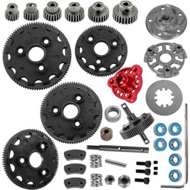Imagem de BRCatWPark RC 48P(76T 83T 86T 90T) Spur Gear & Transmission Gear & Slipper Clutch Slipper Rebuild Kit Pressure Plate Upgrades Part for 1/10 Slash/Rustler/Stampede/Bandit/2WD (VXL),Red