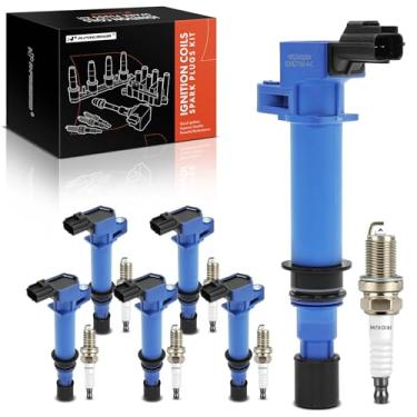 Imagem de A-Premium (azul) Conjunto de 12 bobinas de ignição e velas de ignição irídio compatíveis com Jeep Grand Cherokee, Liberty, Commander e Dodge Ram 1500, Durango, Nitro, Dakota e Mitsubishi Raider