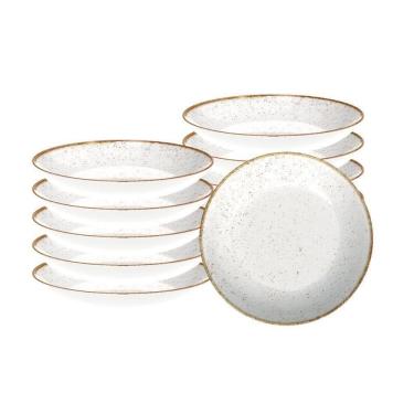 Imagem de Conjunto De Pratos Fundo Rústico Marrom Em Porcelana Decorada 22 Cm - Tramontina 96980011