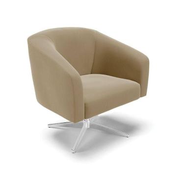 Imagem de Cadeira Sala De Jantar Giratória Base Cromada Stella Suede D03 - D`rossi Cor Marrom Rato