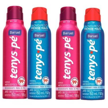 Imagem de Kit 4 Tenys Pé Baruel 2 Original 2 Woman Jato a Seco 92g